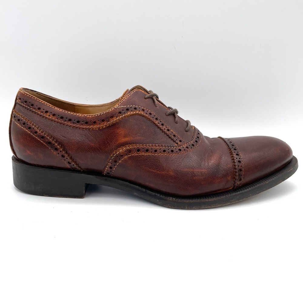 Sutor Mantellassi Oxford Men 8.5 Brown Good Brogue Cap Toe Leather Made in Italy